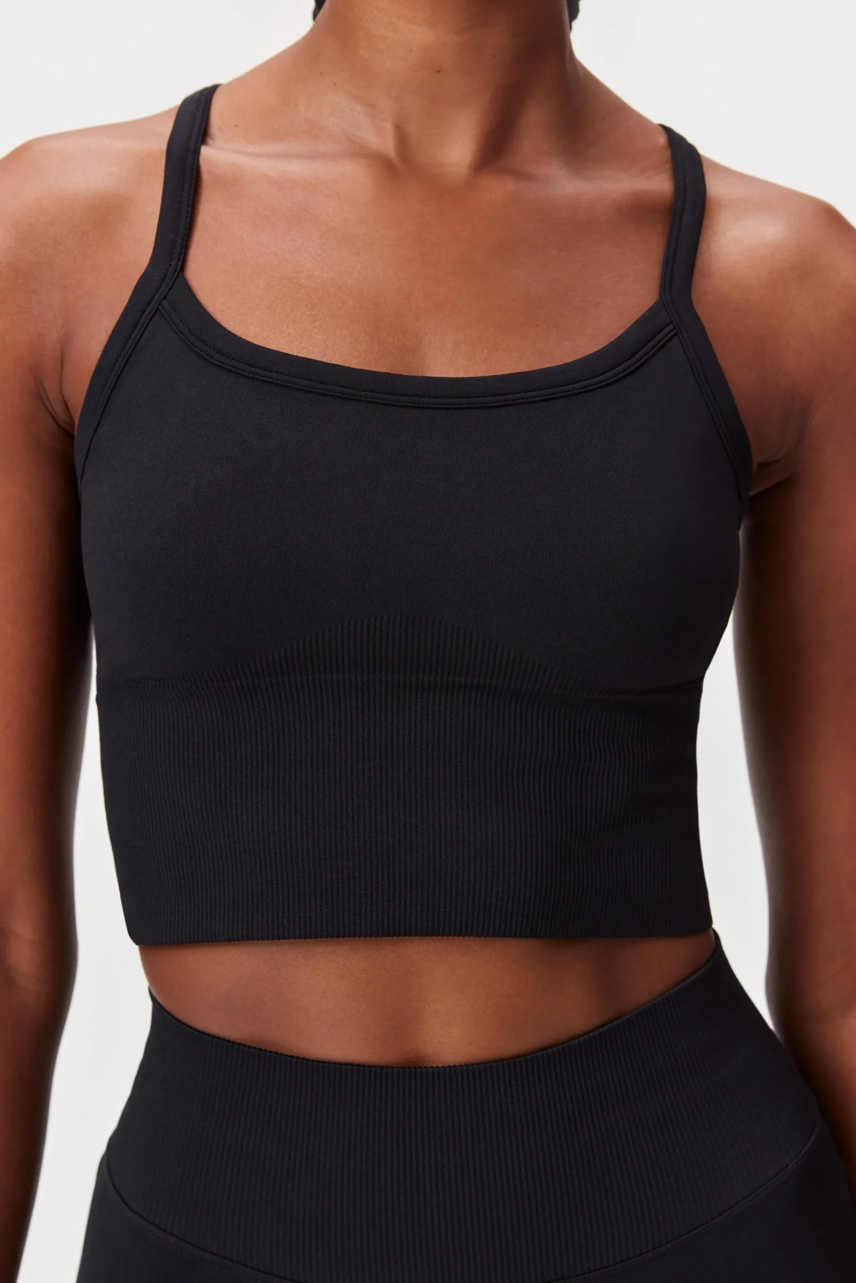 Fashion STRONGER Contouring Seamless Crop Top Black