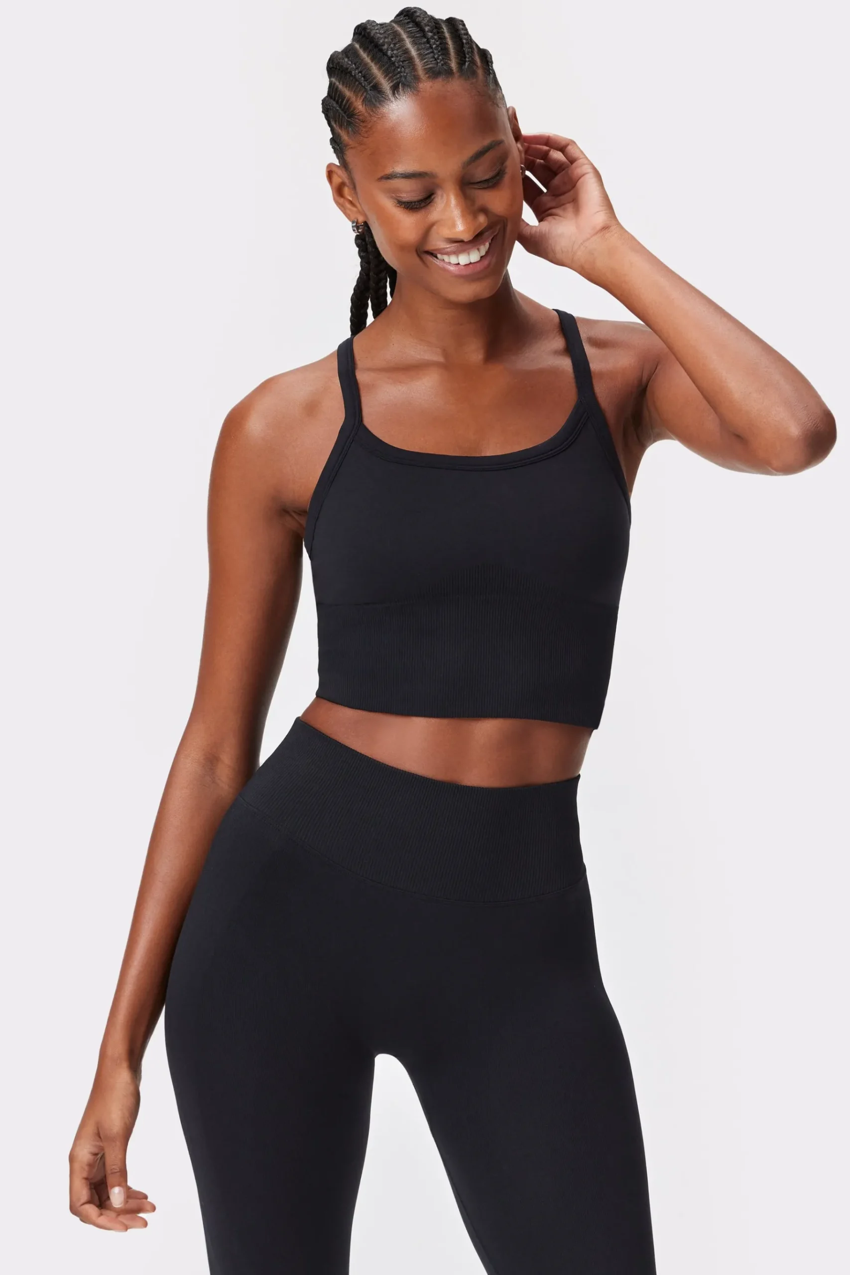 Fashion STRONGER Contouring Seamless Crop Top Black