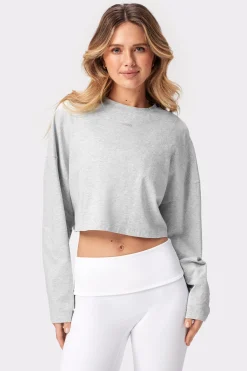 Discount STRONGER Cropped Long Sleeve Grey Melange
