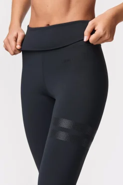 Hot STRONGER Fold Over Flared Legging Black