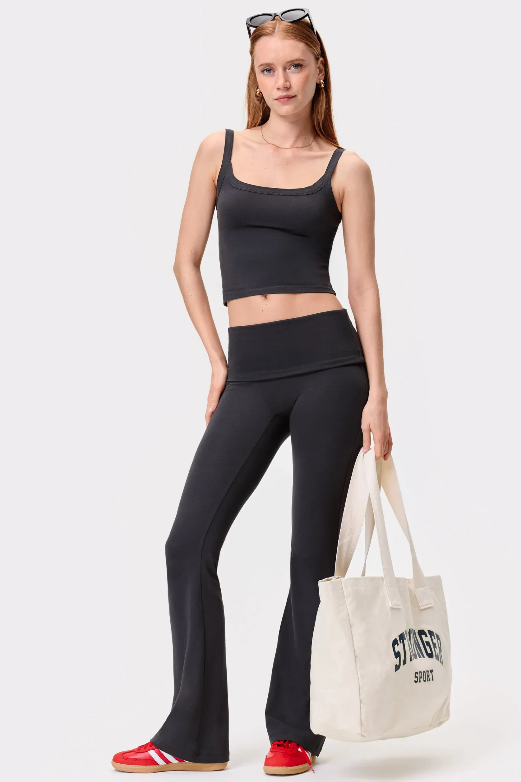Outlet STRONGER Jersey Flared Legging Bristol Black