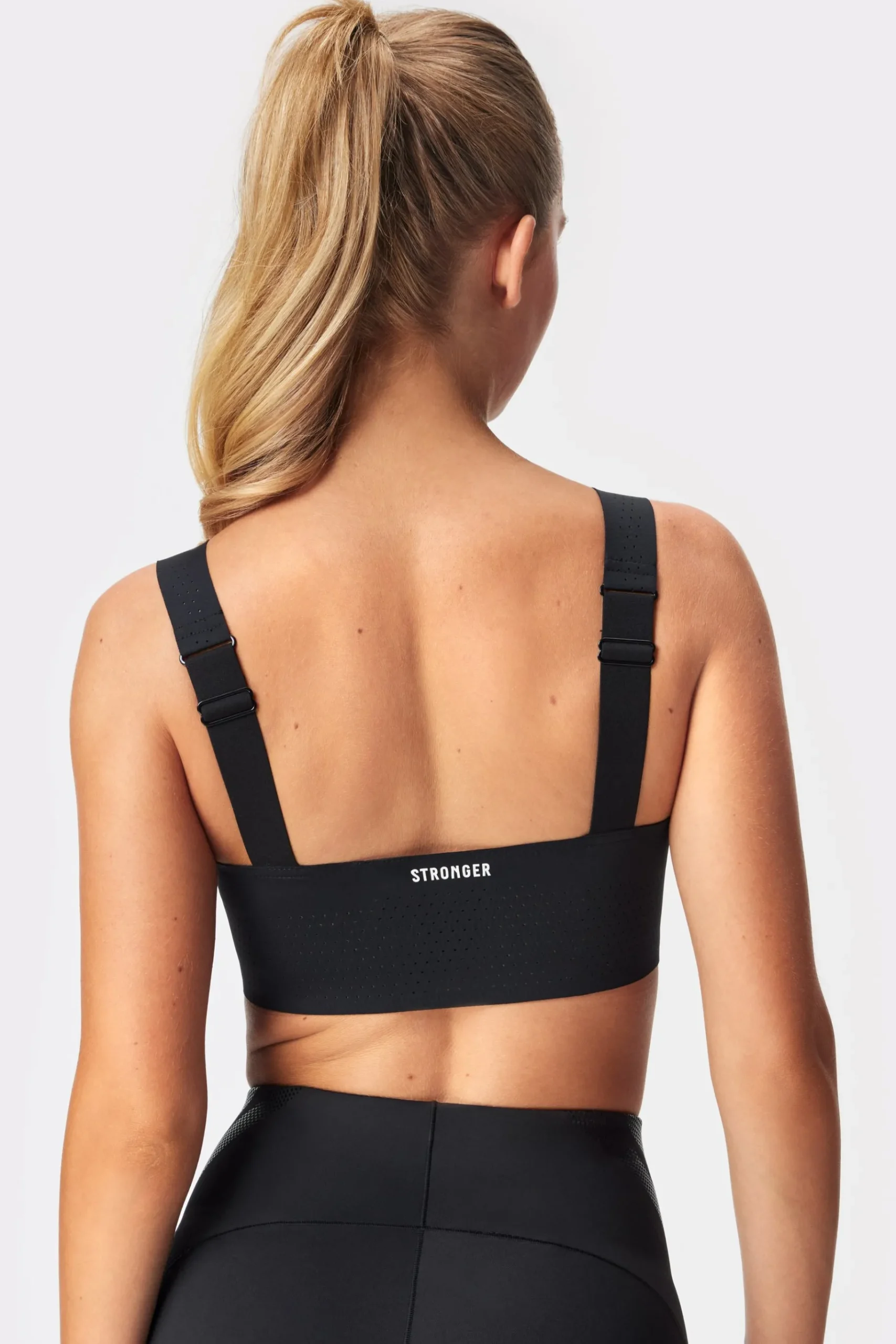 Hot STRONGER Lasercut Zip Sport Bh Black