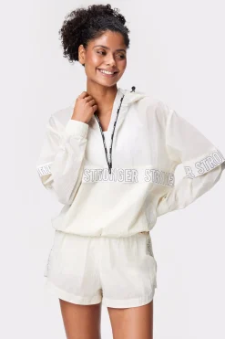 Outlet STRONGER Logo Wind Anorak Jas Whisper White