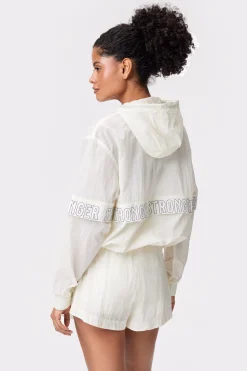 Outlet STRONGER Logo Wind Anorak Jas Whisper White