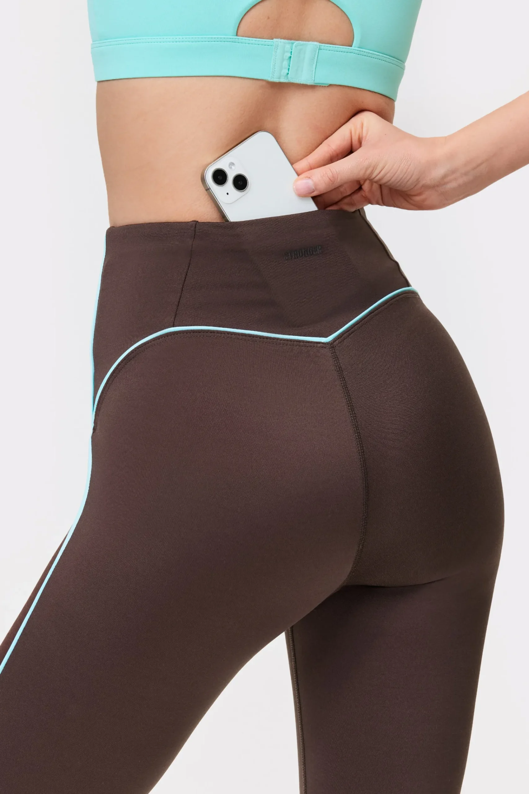 Outlet STRONGER Piping Legging Black Coffee