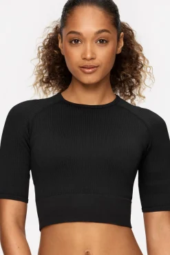 Discount STRONGER Rib Seamless Cropped T-shirt Black