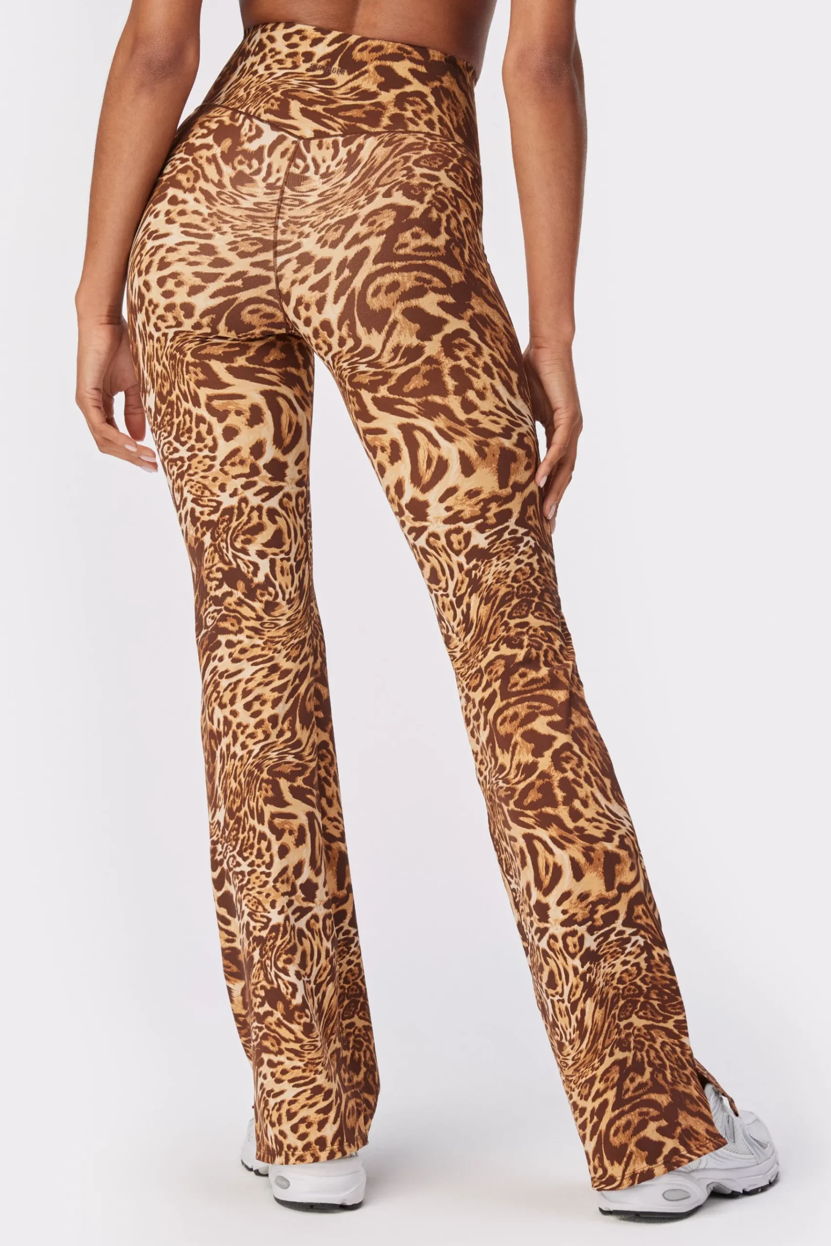 Best STRONGER Sleek Flared Legging Distorted Leopard Print