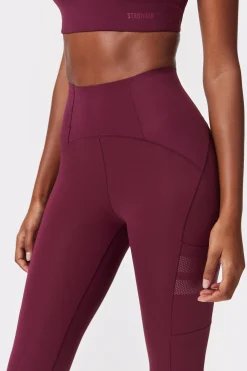 Clearance STRONGER Sleek Pocket Legging Maroon Banner