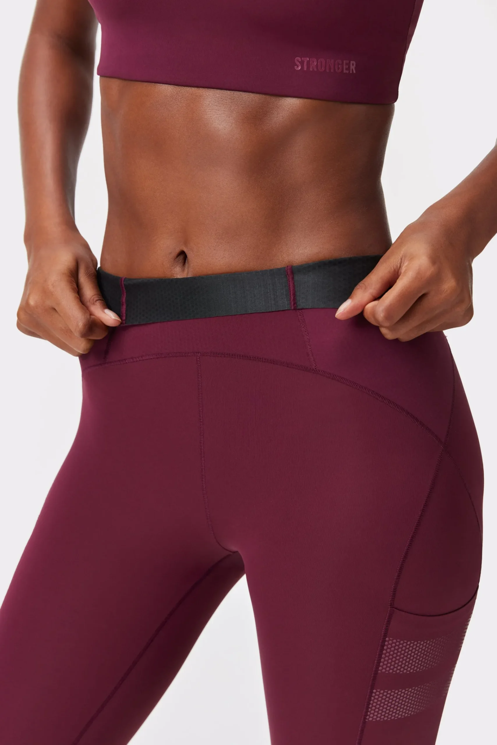 Clearance STRONGER Sleek Pocket Legging Maroon Banner
