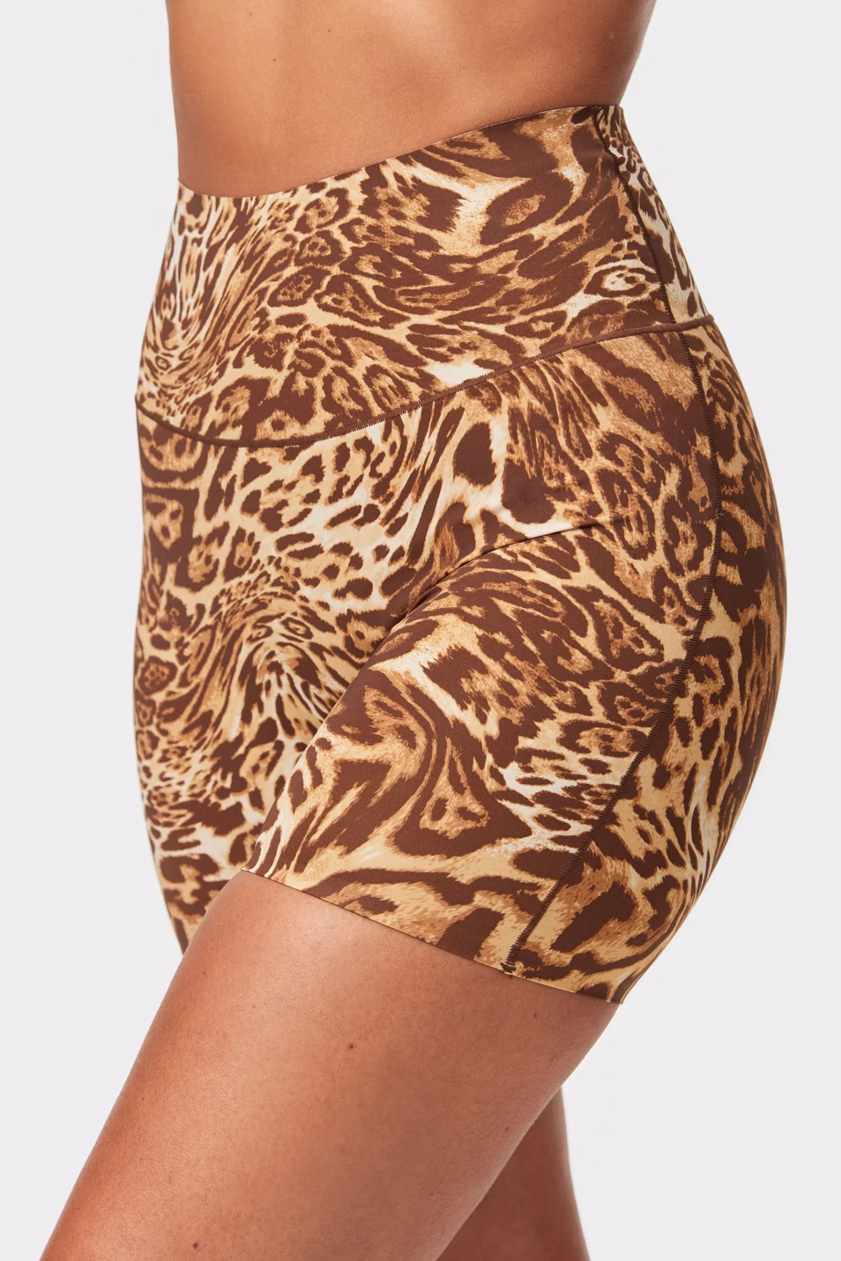 Discount STRONGER Sleek Shorts Distorted Leopard Print
