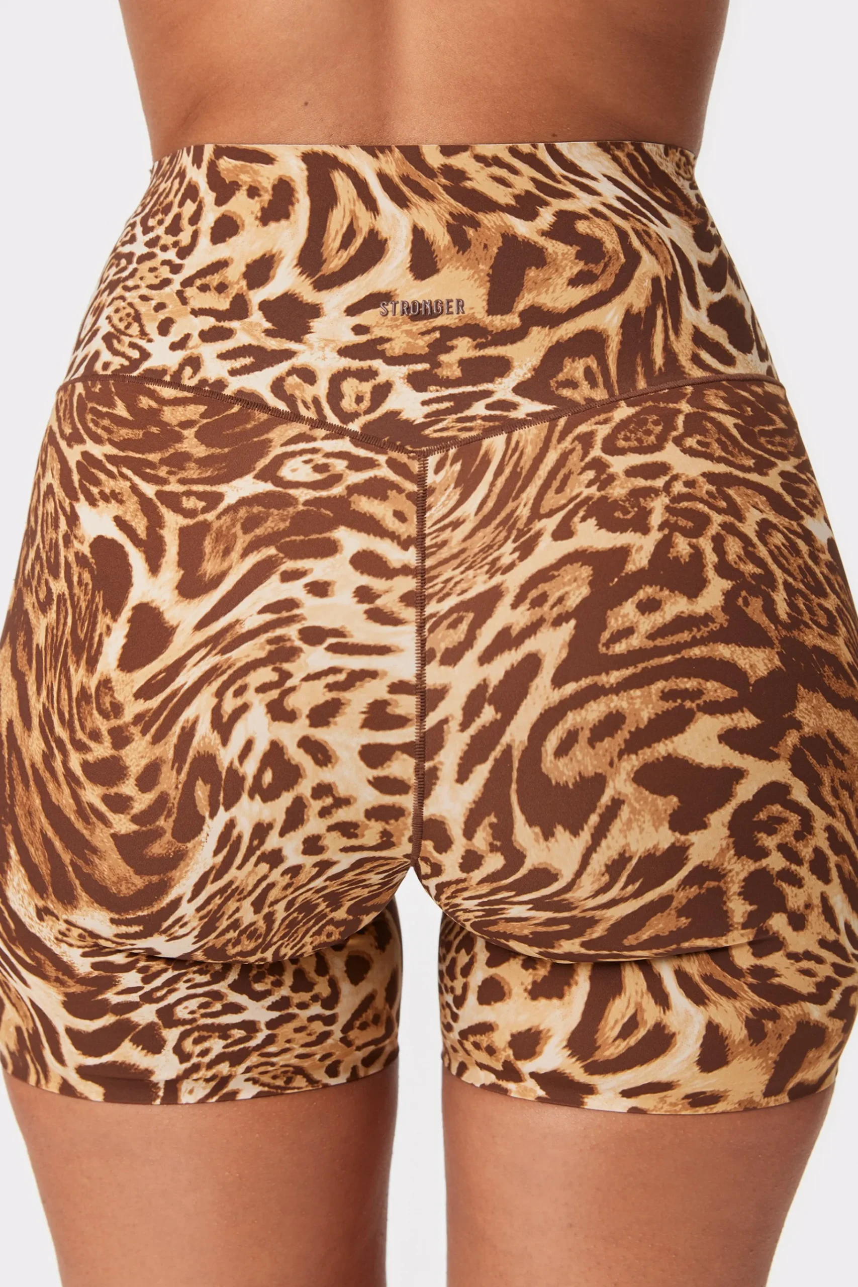 Discount STRONGER Sleek Shorts Distorted Leopard Print