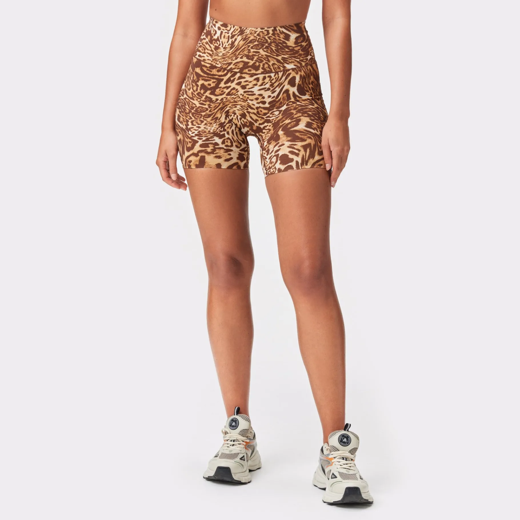 Discount STRONGER Sleek Shorts Distorted Leopard Print