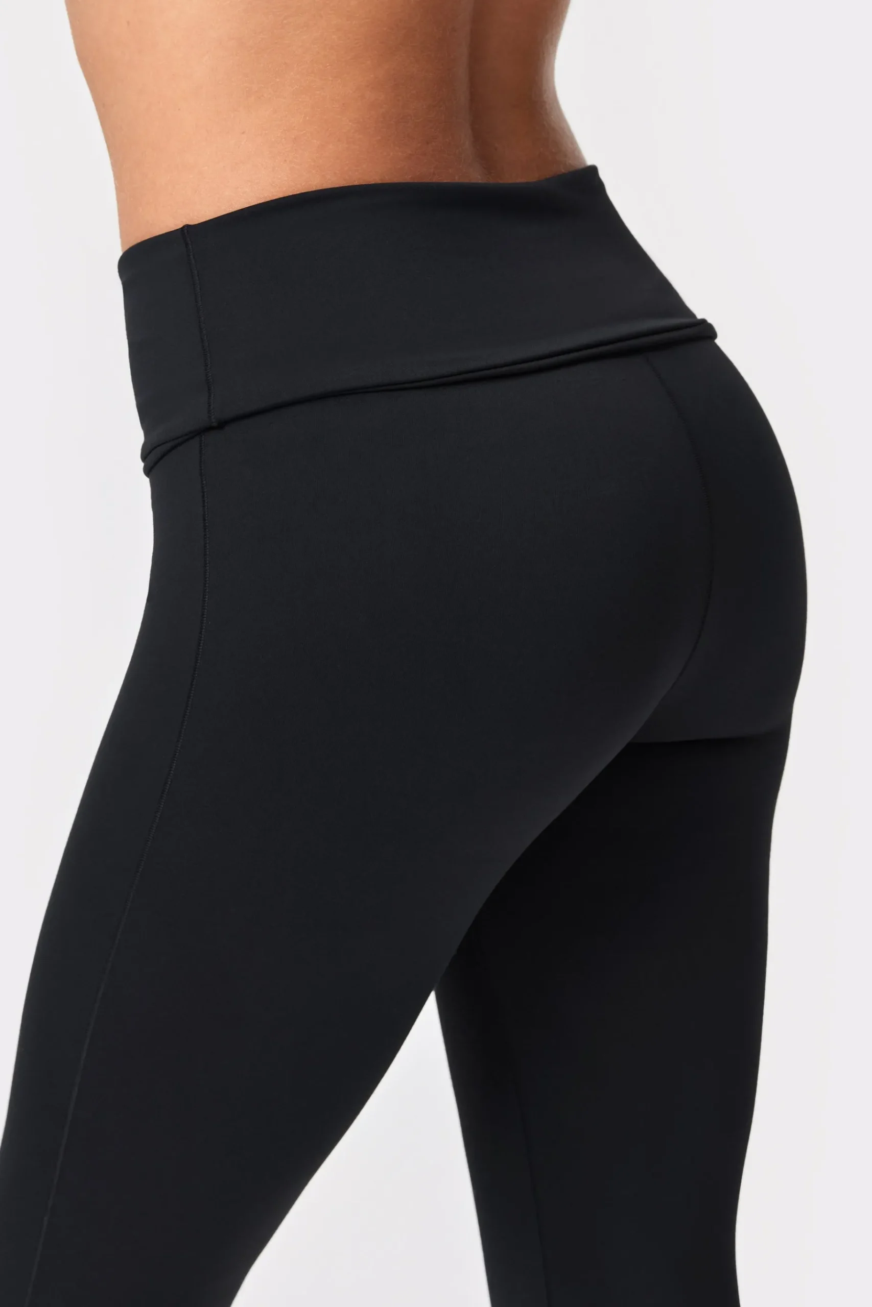 Fashion STRONGER Soft Fold Over Capri Legging Black