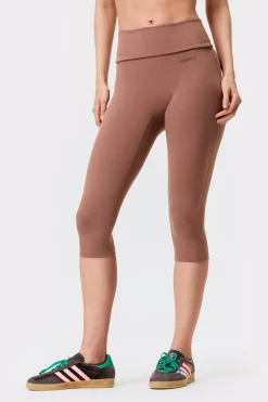 Clearance STRONGER Soft Fold Over Capri Legging Nutmeg