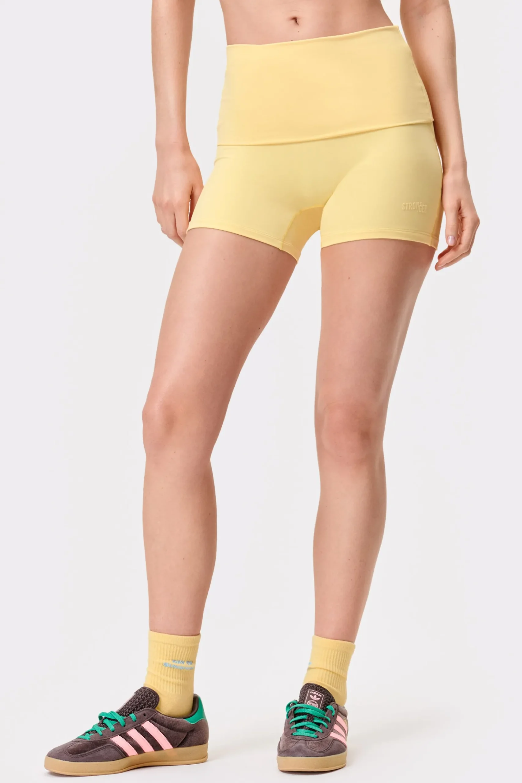 Fashion STRONGER Soft Fold Over Mini Shorts Golden Haze