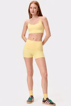 Fashion STRONGER Soft Fold Over Mini Shorts Golden Haze