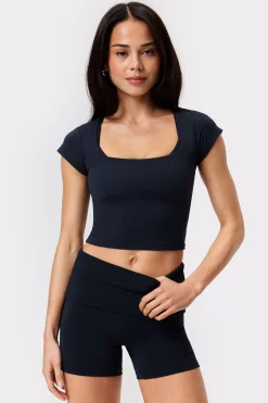 New STRONGER Soft Square Crop Top Black