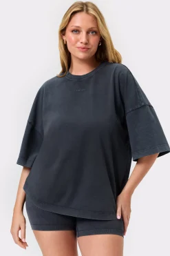Fashion STRONGER Washed Crew T-Shirt Black