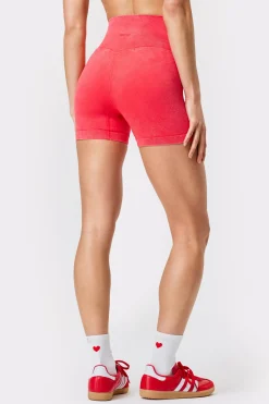 Best STRONGER Washed Seamless Shorts Hot Summer Red