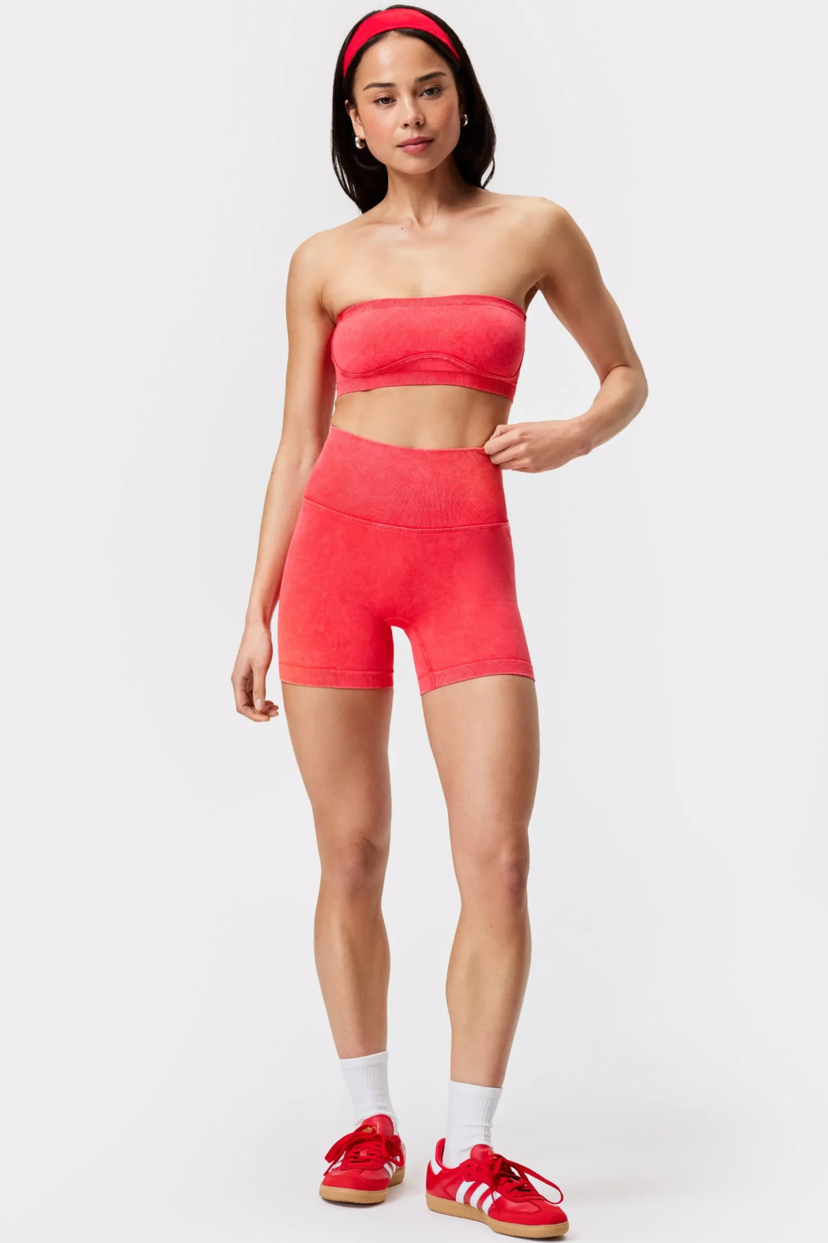 Best STRONGER Washed Seamless Shorts Hot Summer Red